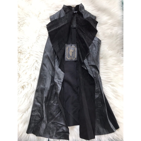 My Tribe | Drape collar leather vest - Picture 3 of 6